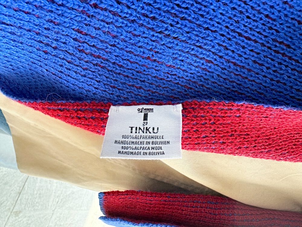 YANANTIN Double Sided Scarf Shawl in 100% Baby Alpaca (Blue & Red)