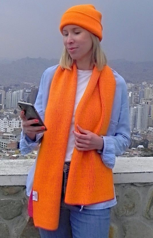 ILLIMANI Beanie in 100% Baby Alpaca wool (Orange)