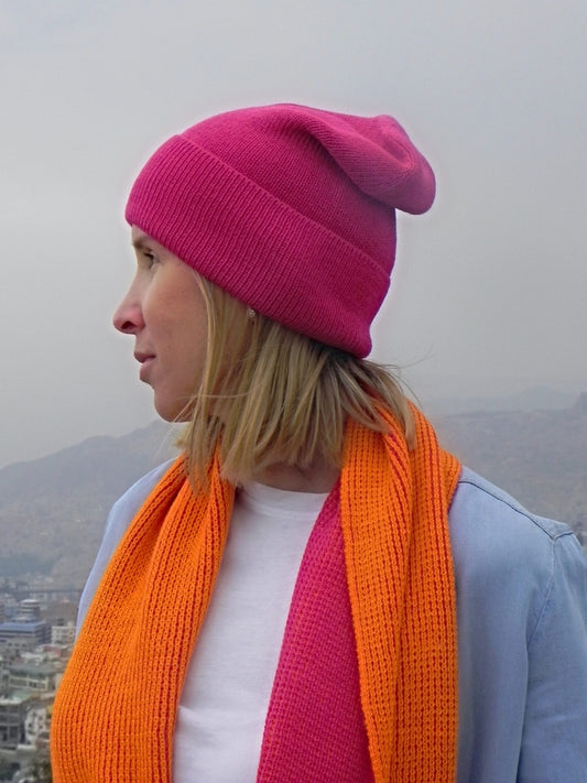 ILLIMANI Beanie in 100% Baby Alpaca wool (Pink)