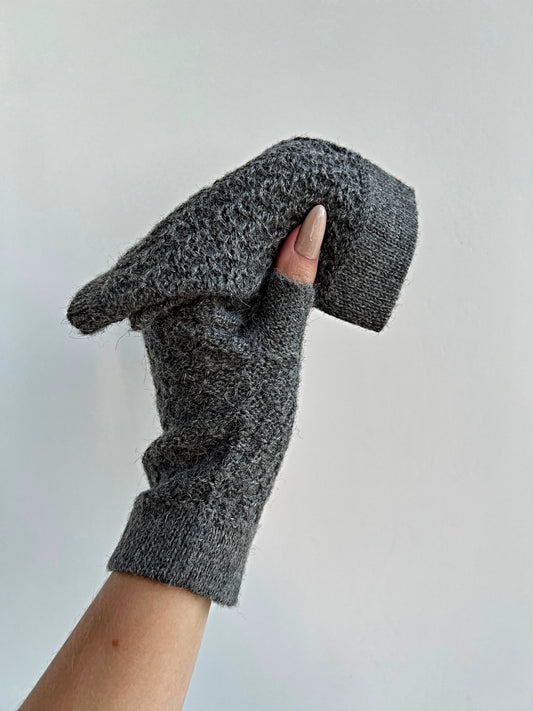MAKI Fingerless gloves in 100% Baby Alpaca (Grey)