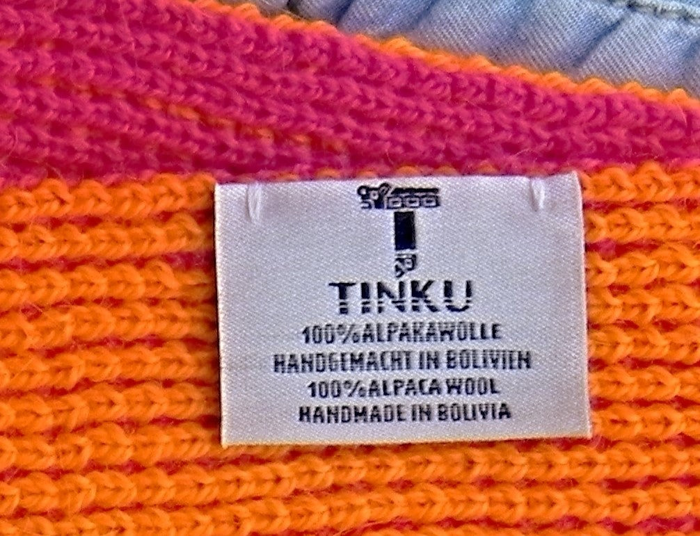 YANANTIN Double Sided Scarf Shawl in 100% Baby Alpaca (Pink & Orange)