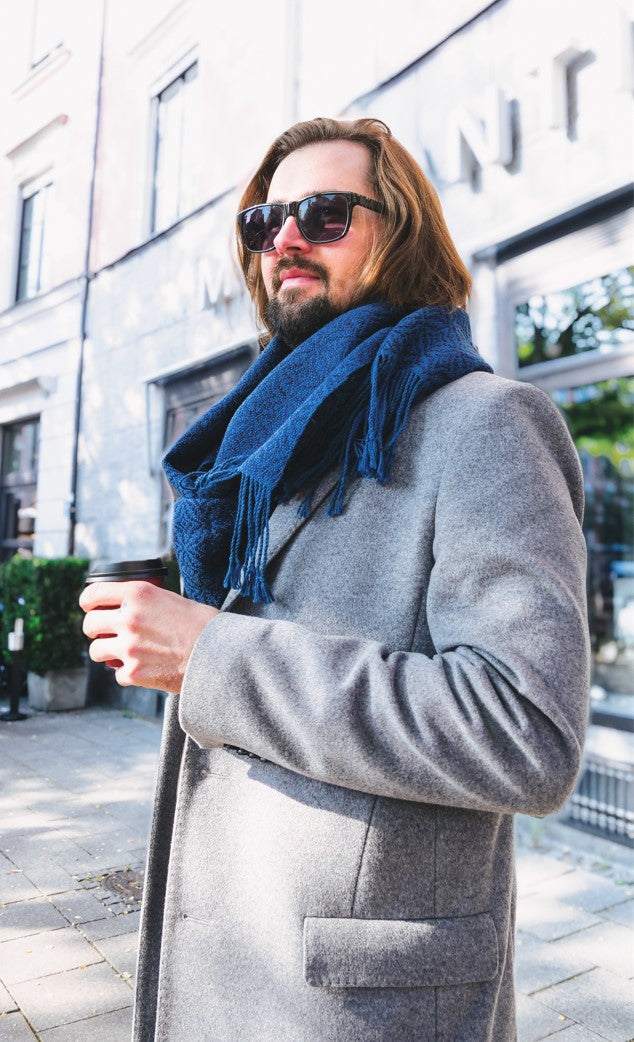 WARA XL Shawl in 100% Baby Alpaca (Blue & Turquoise)