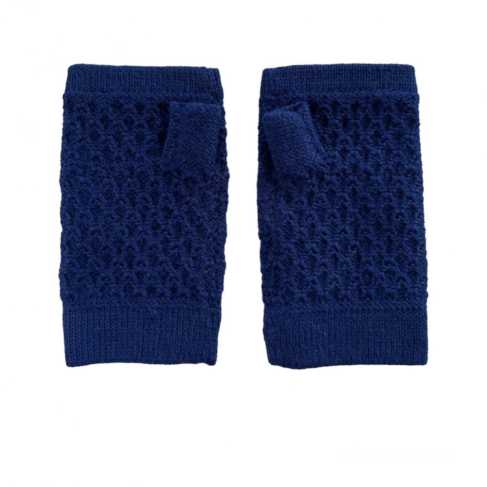 MAKI Fingerless gloves in 100% Baby Alpaca (Blue)