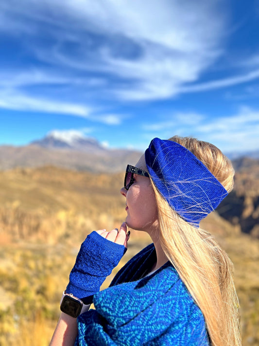 PUMIRI Headband in 100% Baby Alpaca(Blue)