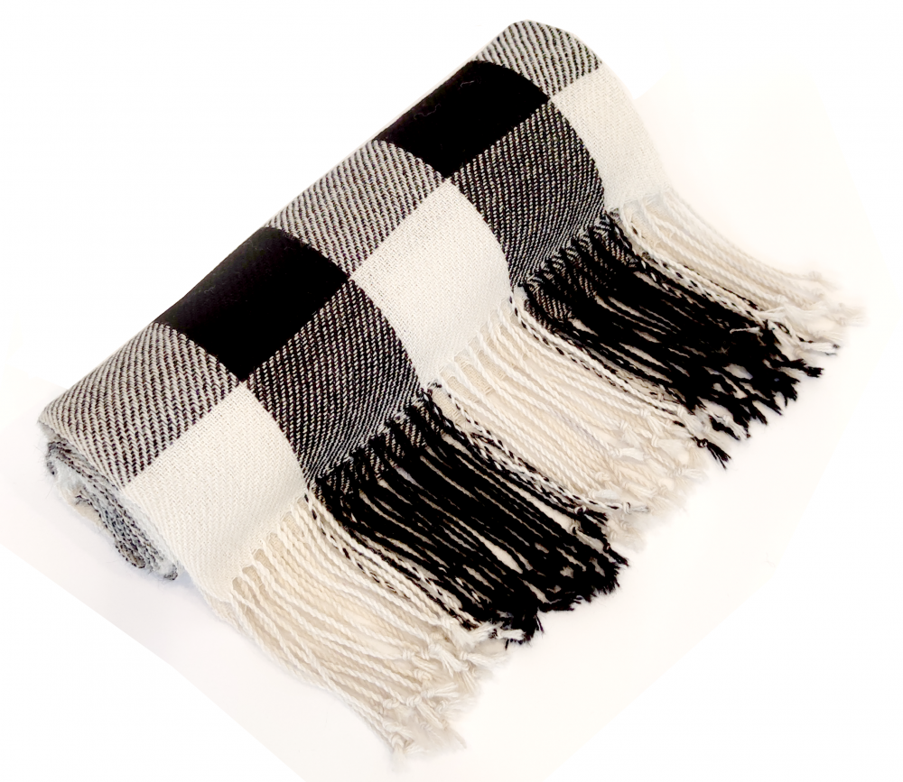 Q’ALA Blanket or XL Shawl (Black and White)