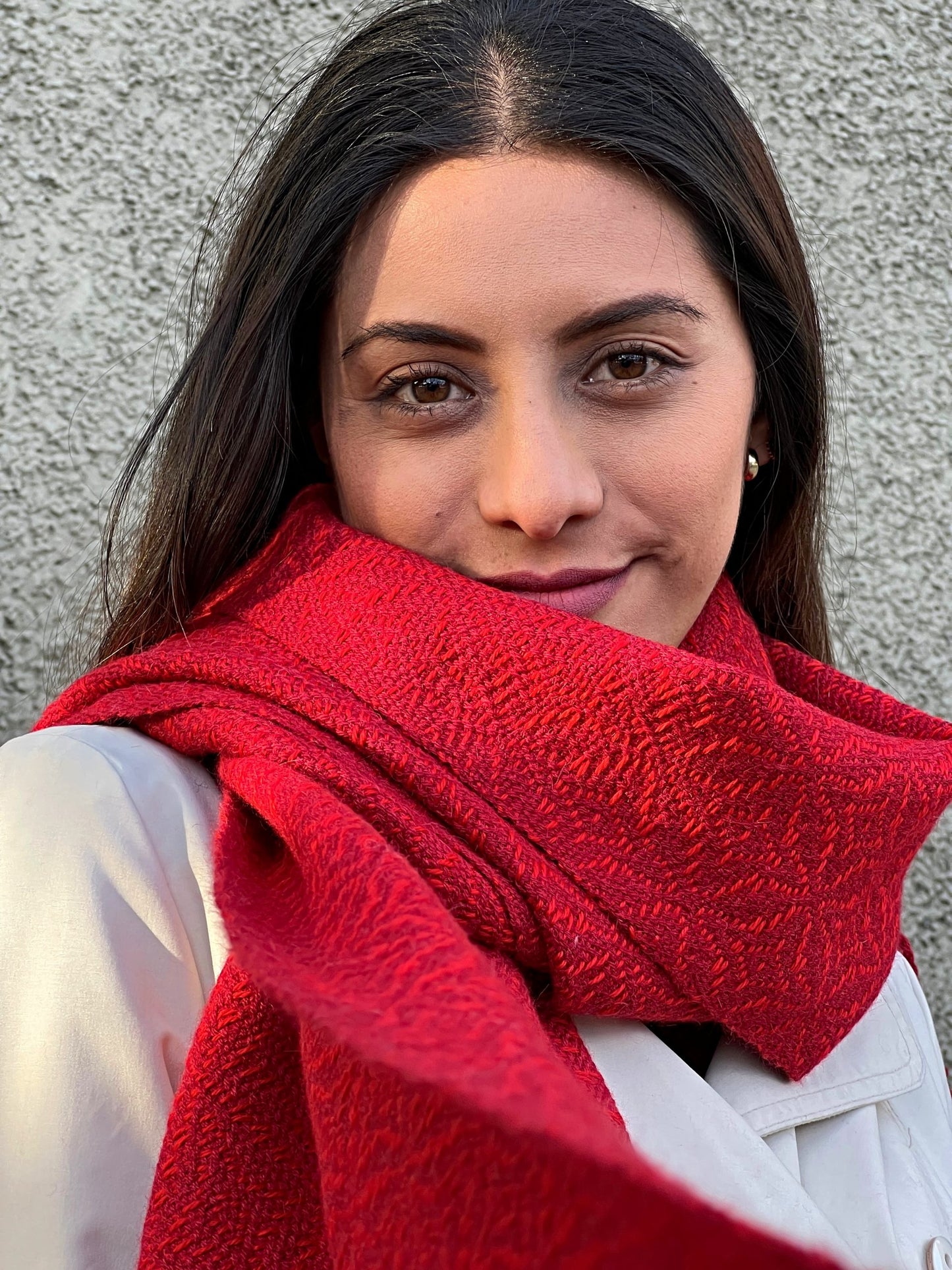 WARA XL Shawl in 100% Baby Alpaca (Red & Wine Red)